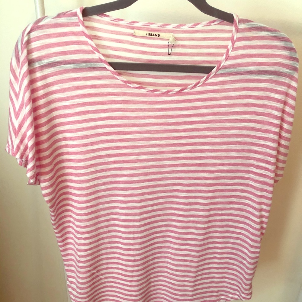 Pink and white stripe tee